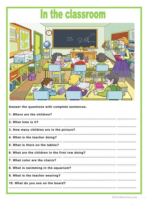 A picture is worth a thousand words. Picture description - in the classroom - English ESL ...