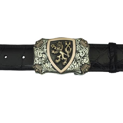 Worn with wool suit pants, a printed shirt and moccasins, this black belt provides. 14K Gold Heraldic Lion Sterling Silver Buckle | Buckles ...