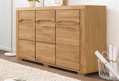 Zusammen mit dem kerneichenfurnier, das den korpus veredelt, entsteht ein ästhetisches gesamtbild. Sideboard Eiche Massiv 150 Cm : Dunord Design Sideboard Kommode Kopenhagen 150cm Graphit Eiche ...