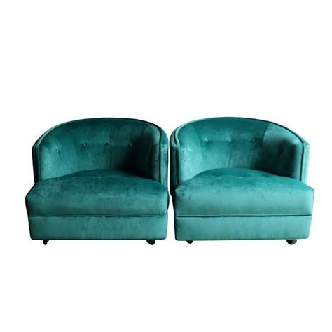 Underneath you will find a zipped area. Image of Aqua Velvet Barrel Back Club Chairs - Pair | Club ...