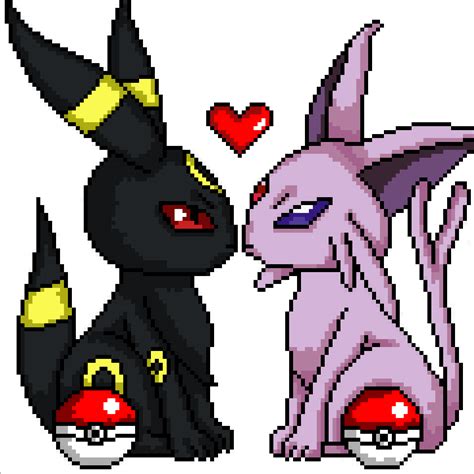 The progress of available pokémon compared to all existing pokémon in the pokémon games can be found here. Umbreon x Espeon -Pixel art- by Jackyru on DeviantArt