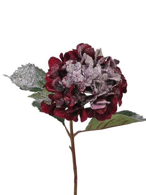 Spend less with gorgeous artificial. Artificial hydrangea ELODIA, snow-covered, burgundy, 70cm ...