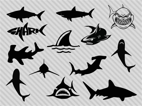Shark clipart black and white. Shark svg bundle shark clipart shark silhouette svg | Etsy