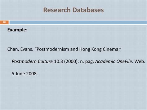 To research your topic, browse the featured journals and search for your required keywords. PPT - MLA Documentation 7th edition PowerPoint ...