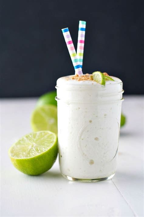 This lightened up key lime pie is super easy to make. Key Lime Pie Protein Smoothie | Low calorie smoothies, Key lime pie easy, Protein shake recipes