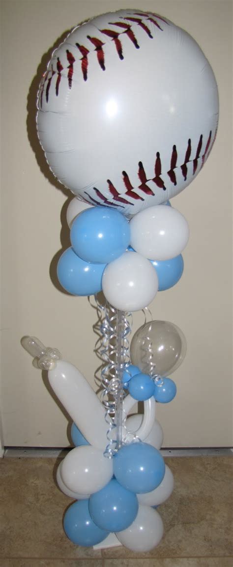 (create your own helium bouquet) 12 gender reveal latex balloons cluster. Party People Event Decorating Company: Baseball Baby Shower