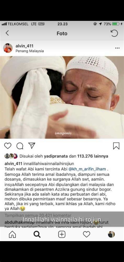 Tinggalkan 3 anak masih kecil. Innalillahi wa inna Ilaihi Rojiun, Ustadz Arifin Ilham ...