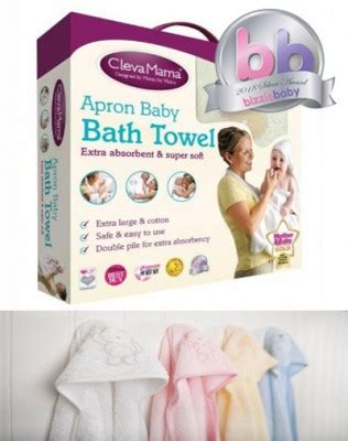 The towel also acts as a splashguard for parents. ClevaMama Apron Baby Bath Towel | Bizziebaby