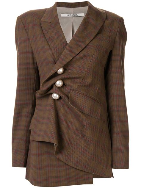 80% polyester, 20% rayon fabric: KIMHĒKIM VENUS 格纹夹克. #kimhēkim #cloth | Checked jacket ...