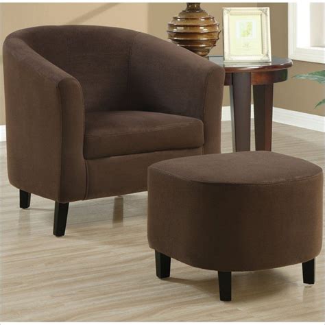 Perfect for use in dens, living rooms, family rooms, entertainment rooms, home offices, guest rooms, and more. Monarch Padded Micro-Fiber Chair And Ottoman in Chocolate ...
