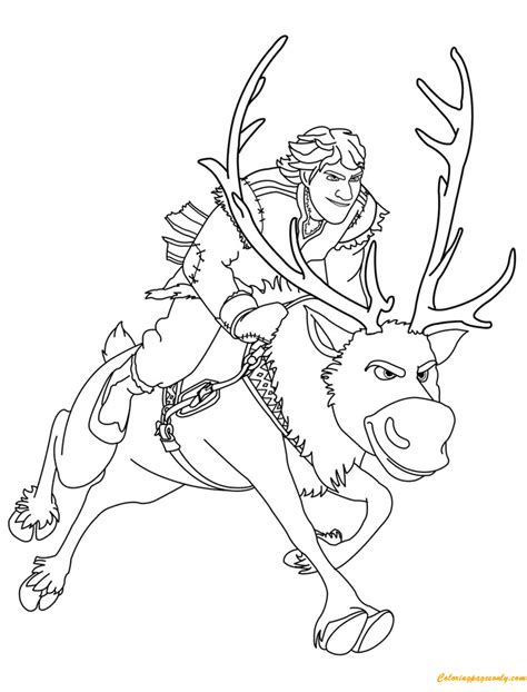 How about coloring kristoff, a character in the upcoming film frozen? Kristoff And Sven Coloring Pages - Cartoons Coloring Pages ...