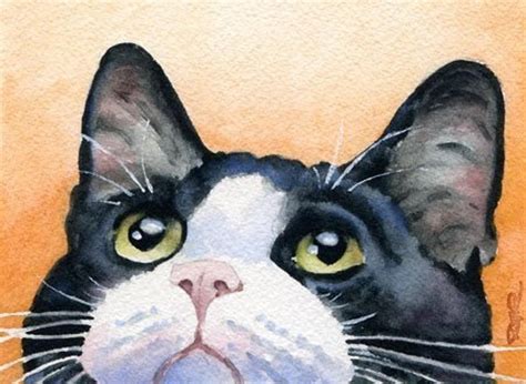 Not a breed, just a color. TUXEDO CAT Art Print by watercolor Artist DJ Rogers ...