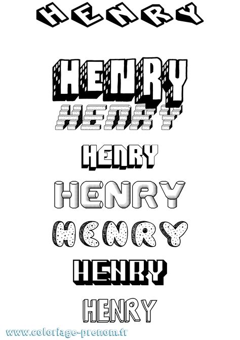 Coloriage du prénom Henry : à Imprimer ou Télécharger facilement