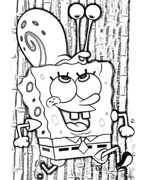 Gary the snail coloring pages download and print these gary the snail coloring pages for free. Spongebob Carrying Gary The Snail On His Head Coloring ...