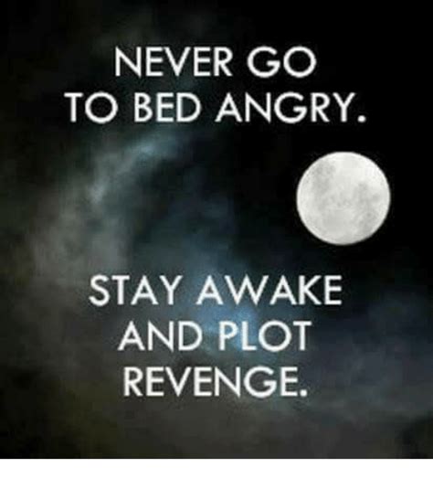 Going to sleep may reinforce or preserve negative emotions, suggests a study in the journal of neuroscience, which found that sleep enhances you shouldn't write emails the same applies to sending an angry email—you can't take back a heated rant after you hit the send button. NEVER GO TO BED ANGRY STAY AWAKE AND PLOT REVENGE | Meme on astrologymemes.com | How to stay ...