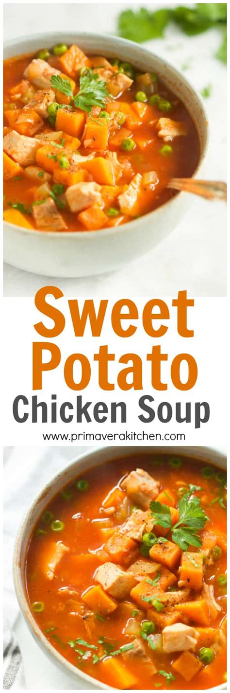 I love a combination of russet and red potatoes. Sweet Potato Chicken Soup Recipe - Primavera Kitchen