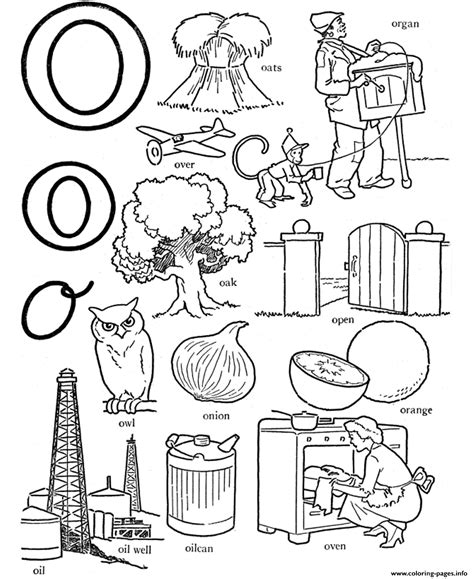 Kindergarten words that begin with o · oak: Different Words Of O Alphabet S9b50 Coloring Pages Printable