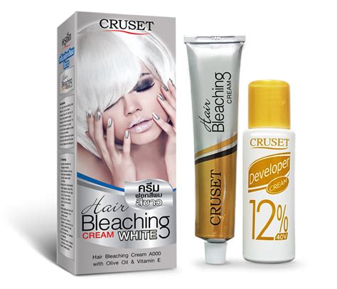 White hair from black, blonde, red & dark brown. CRUSET Hair Bleaching Cream A000 (White) 75 g.