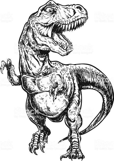 Die dinosaurier (dinosauria, von altgriechisch δεινός. Hand Drawn Tyrannosaurus Dinosaurier Vektor-Illustration ...