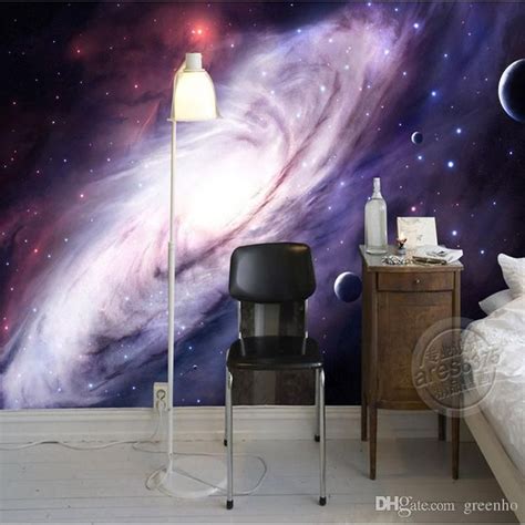 Purple wall art for bedroom. 3D Purple Galaxy wallpaper for bedroom Charming Wall Mural ...