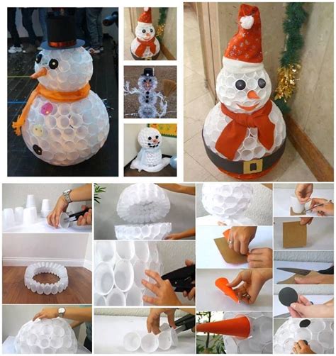 Una simpatica decorazione natalizia da realizzare delle dimensioni che desiderate, utile per addobbare sia l'interno che l'esterno della casa, molto creativa e. Pupazzo di neve con bicchieri di plastica - Passionando ...