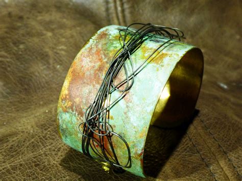 Here are the patina recipes covered Embossed brass cuff with patina | Jomama