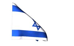 Flaggen israels und frankreichs auf sprechballons. Moschee hängt israelische Flagge auf, um nicht angezündet ...