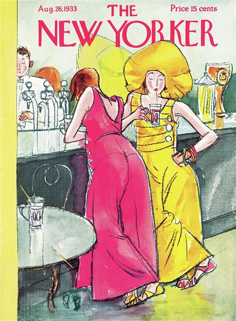 New yorker's apparel distributes contemporary and casual dresses to evening wear for the sophisticated and modern woman. New Yorker August 26th, 1933 Painting by Perry Barlow