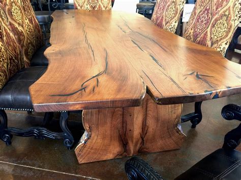 Casual, comfortable, country chic has never been more in style. Natural Slab Mesquite Wood Dining Table - Rustic - Dining ...