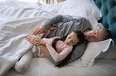 daughter sleeping father together bed bedroom stock bonding life royalty
