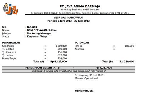 Mau belajar excel lengkap dengan real case dan video tutorial? Format Slip Gaji Direkturexcel : Contoh Slip Gaji Karyawan Yenni Cv Sja 546gzzmww8n8 : Ini ...