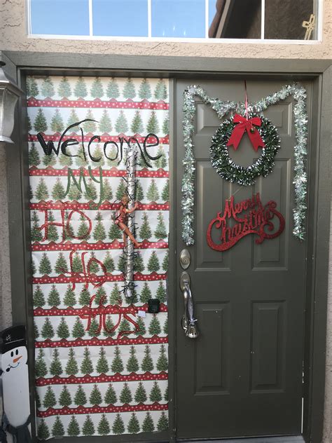 Nine creative ways to work denim into every room in your home, even the bathroom. Tacky Sweater Party door decor Welcome Ho Ho Ho | Door ...