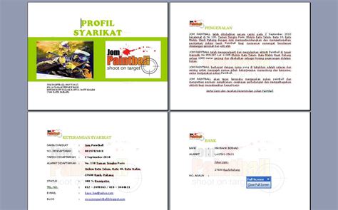 Profil syarikat company profile nama syarikat yang didaftarkan : JOM PAINTBALL RAUB: PROFIL SYARIKAT JOM PAINTBALL