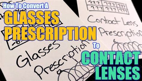 While you likely know whether you're nearsighted, farsighted or have astigmatism, determining that from your prescription slip is the numbers on your eyeglass prescription describe precisely how your glasses lenses should be cut. How to Convert Glasses Prescription to Contact Lenses in ...