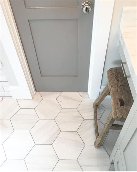 This byot diy project is all about how to tile a bathroom floor with hexagon tile. Hex tile for the modern farmhouse design | Bathroom floor ...