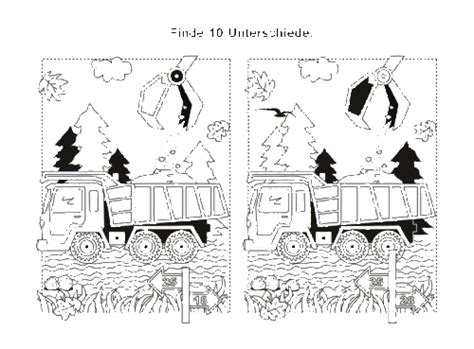 Kigaportal / kostenlose malvorlagen, buchstaben zum ausmalen, von punkt zu punkt, fehlersuchbilder, unterschiede. Kostenlose Malvorlage Rätselbilder: Fehlersuchbild Bagger ...