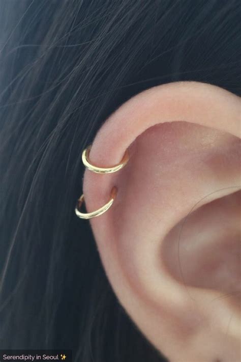 A double perforation provides more room for. ear rings | Double helix piercing, Ear cuff, Cartilage ...