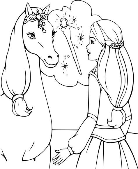 Vous pouvez l'imprimer sur notre site web. Coloriage Barbie a cheval à imprimer sur COLORIAGES .info