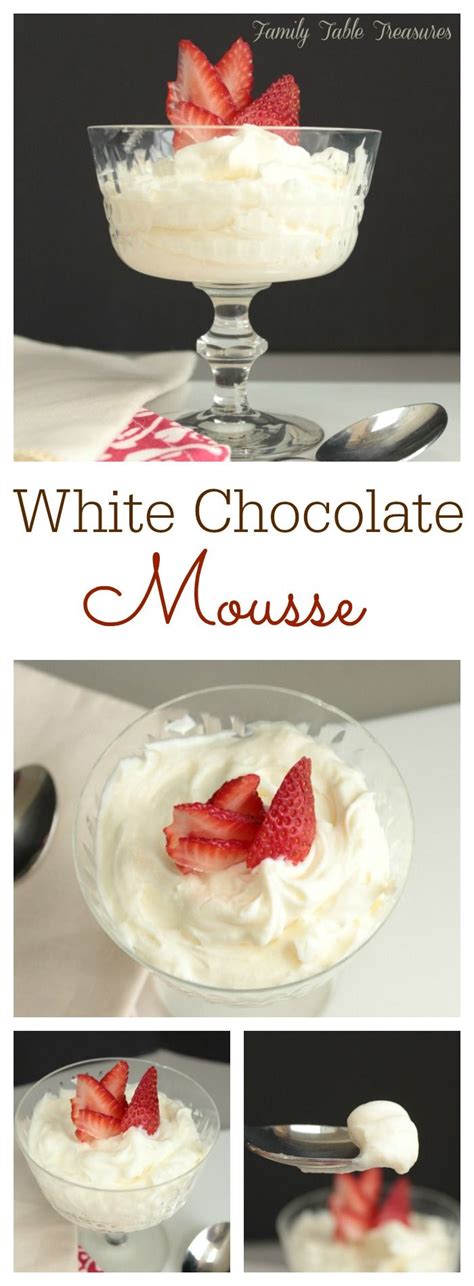 This recipe for chocolate mousse is the perfect airy texture is achieved by folding in the whipped meringue and whipped cream. White Chocolate Mousse | Chocolate mousse recipe, Desserts ...
