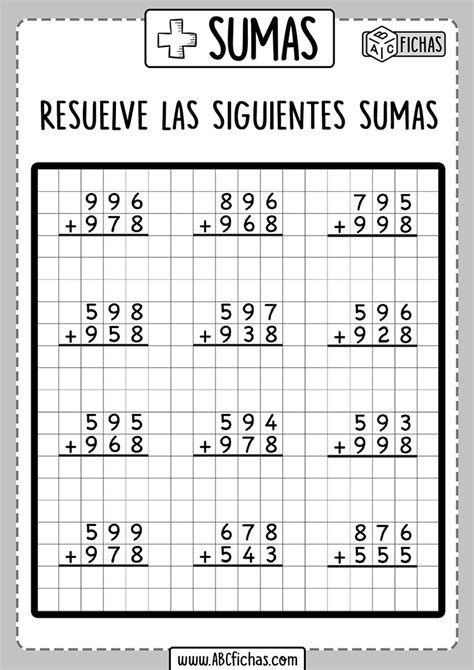 Ejercicios y actividades online de francés. Ejercicios de sumas para imprimir - ABC Fichas