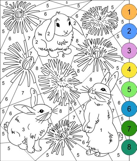 Color each picture using the color indicated by the color number. 35 Free Printable Easter Coloring Pages