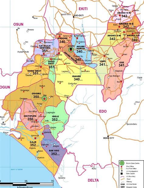 Nipost, the nigerian postal service, divides the country into nine regions, which make up the first. Ondo State Zip Code Map