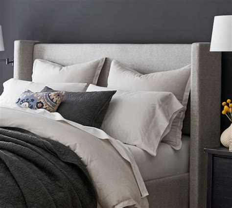 Pottery barn chesterfield upholstered footboard storage bed. Elliot Shelter Upholstered Headboard in 2020 (With images ...