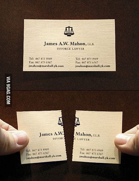 Choosing the right font is key, as well as a clean layout for your business card. Clever Business Card - 9GAG