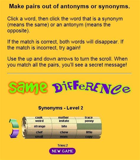 Make pairs out of antonyms or synonyms. (With images ...