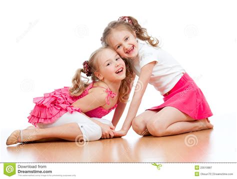 Beautiful companions who love to play. Two Girls Are Playing Together Stock Image - Image of hair ...