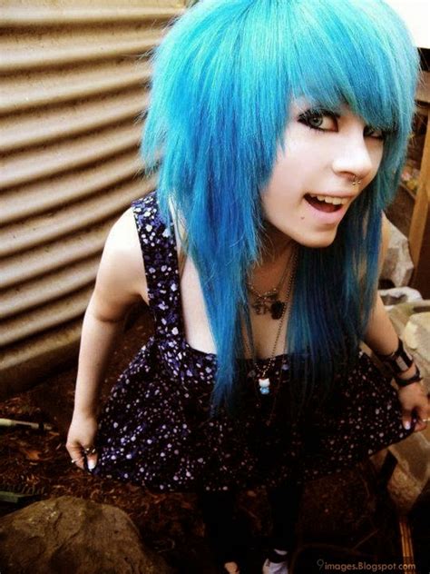 Tasty blue haired teenage hottie. Beauty cute emo girl blue hair gorgeous fashionable