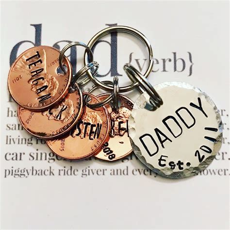 A cheap but funny and meaningful first father's day gift! Gifts for dad, Father daughter custom penny keychain for ...