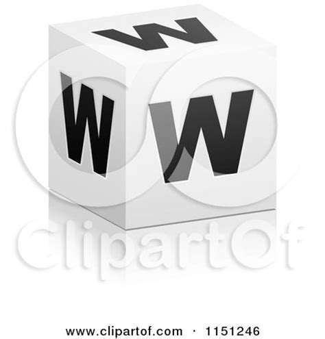 Usage and appearance of your letter. Clipart of a 3d Black and White Letter W Cube Box ...