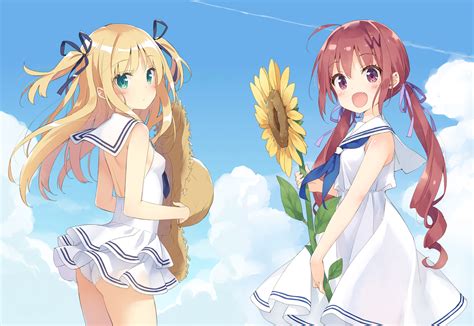 Showing all images tagged blonde hair, green eyes, solo and female. 2girls ass blonde hair blush clouds dress flowers green eyes hat hazuki watora loli original ...